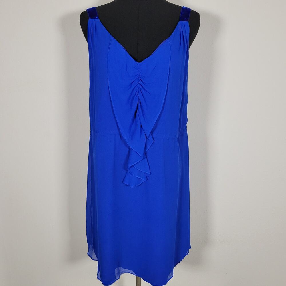 Rebecca Taylor 100% Silk Blue Ruffle Front Sleeveless Dress Cocktail Party